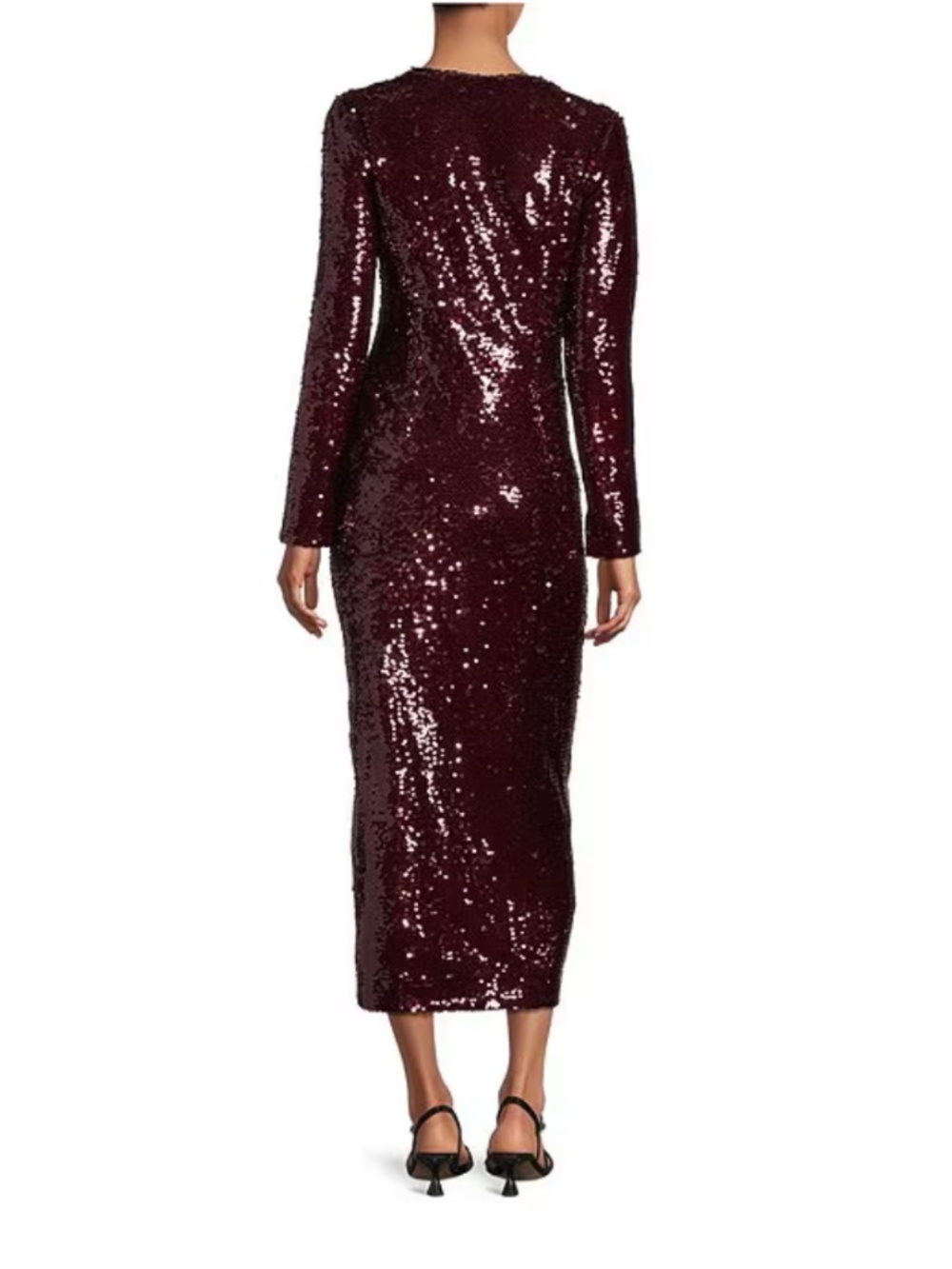 NEW Gianni Bini Ella Midi Dress Sequin Long Sleeve Party Dress Size 4 Maroon Red - Picture 3 of 6